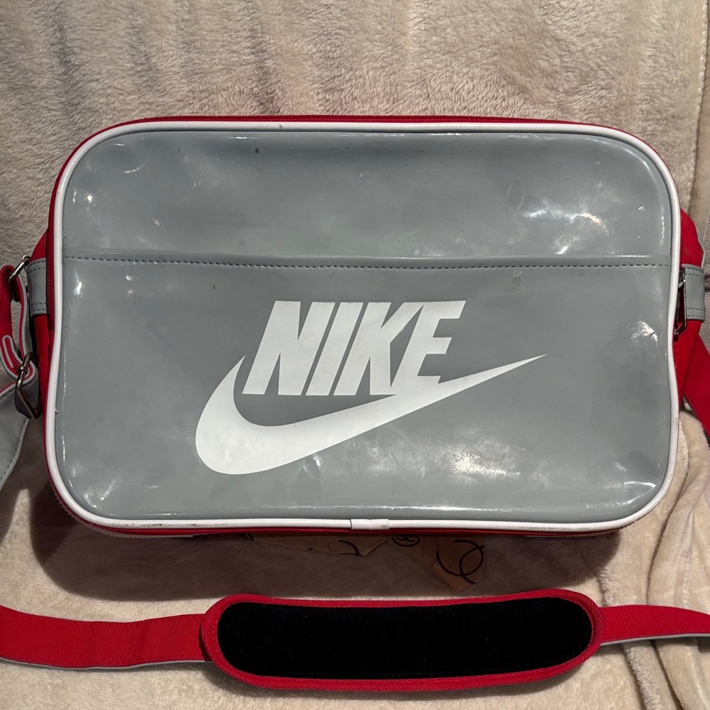 Nike Men's Gray and Red Messenger Bag